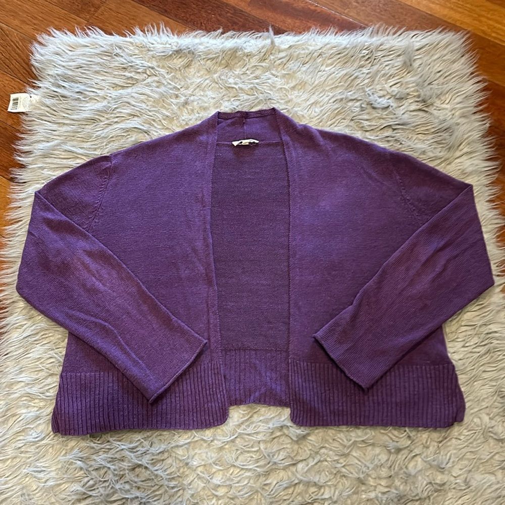 Eileen Fisher Purple Cropped Cardigan Sweater